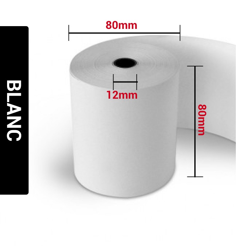 lot de 100 - Bobine Papier Thermique, 80 x 80 x 12 mm , Lot de 100